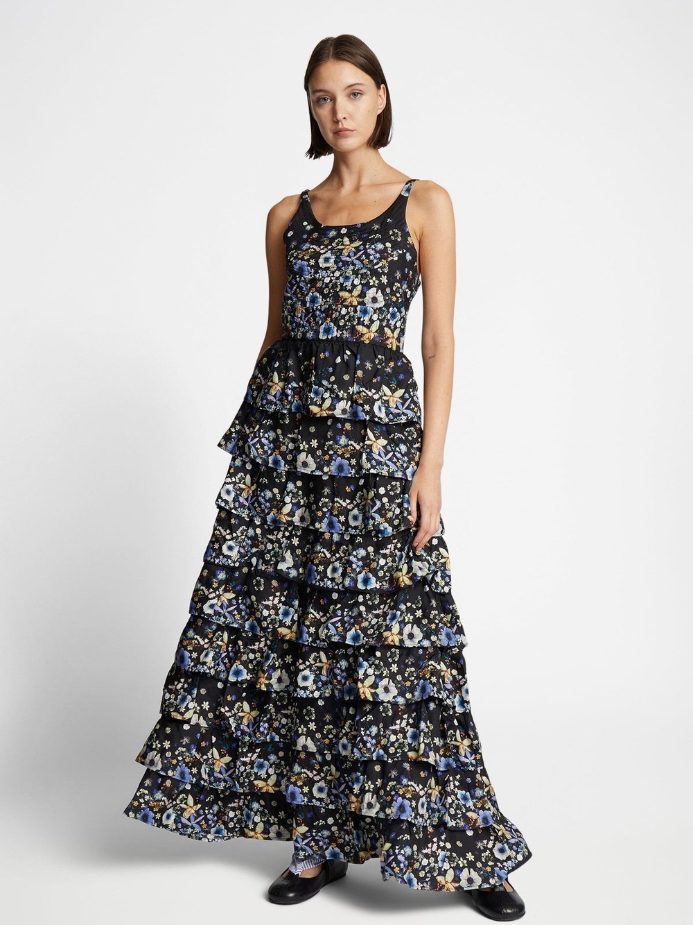 Munthe Ruffle Dark Floral Maxi Dress